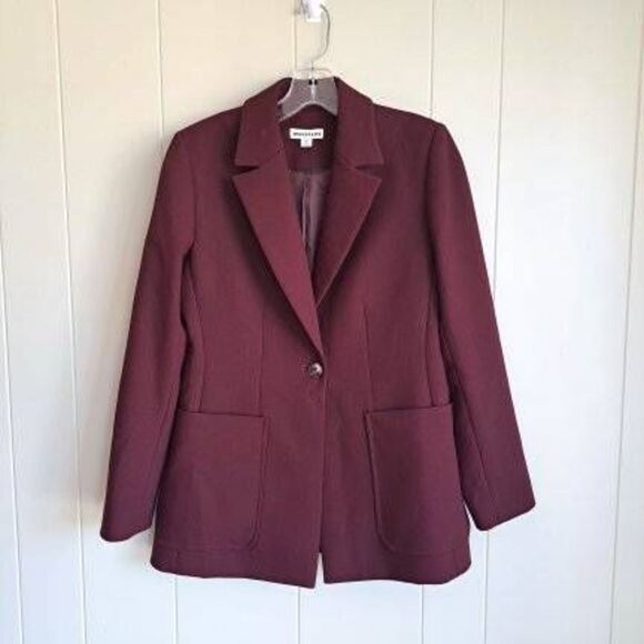 Whistles Women's Red Cloverleaf Lapel Single Button Blazer Size 4 - Picture 3 of 11